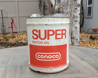 USA VINTAGE CONOCOコノコ 5ガロン缶 1950s Conoco Oil Can, Conoco Super Motor Oil 5 Gallon Can, Vintage