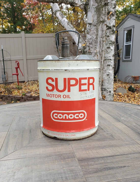 Conoco Oil Can, Conoco Super Motor Oil 5 Gallon Can, Vintage