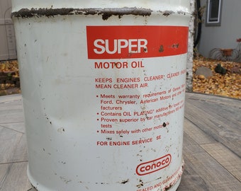 Conoco Oil Can, Conoco Super Motor Oil 5 Gallon Can, Vintage
