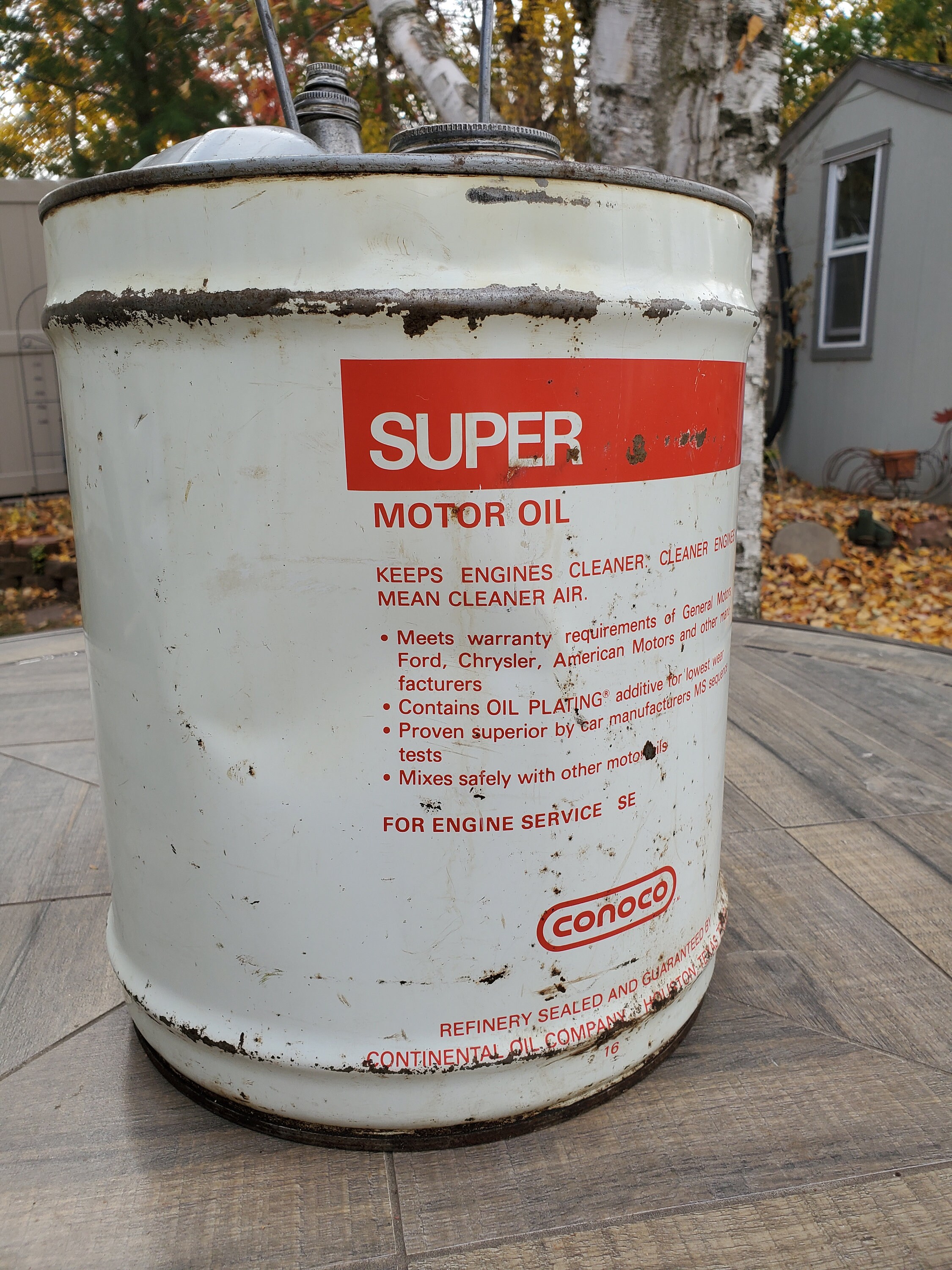 Conoco Oil Can, Conoco Super Motor Oil 5 Gallon Can, Vintage