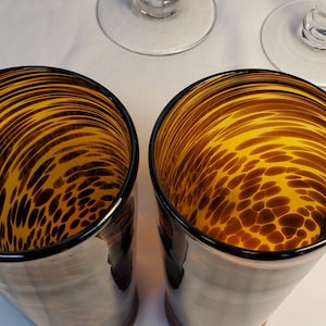 6 Piece Set of MCM Hand Blown Tortoise Shell Glassware, Mid-mod ...