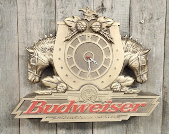 1980s Budweiser Pub Lamp With Clock - Etsy