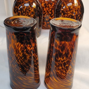 6 Piece Set of MCM Hand Blown Tortoise Shell Glassware, Mid-mod ...