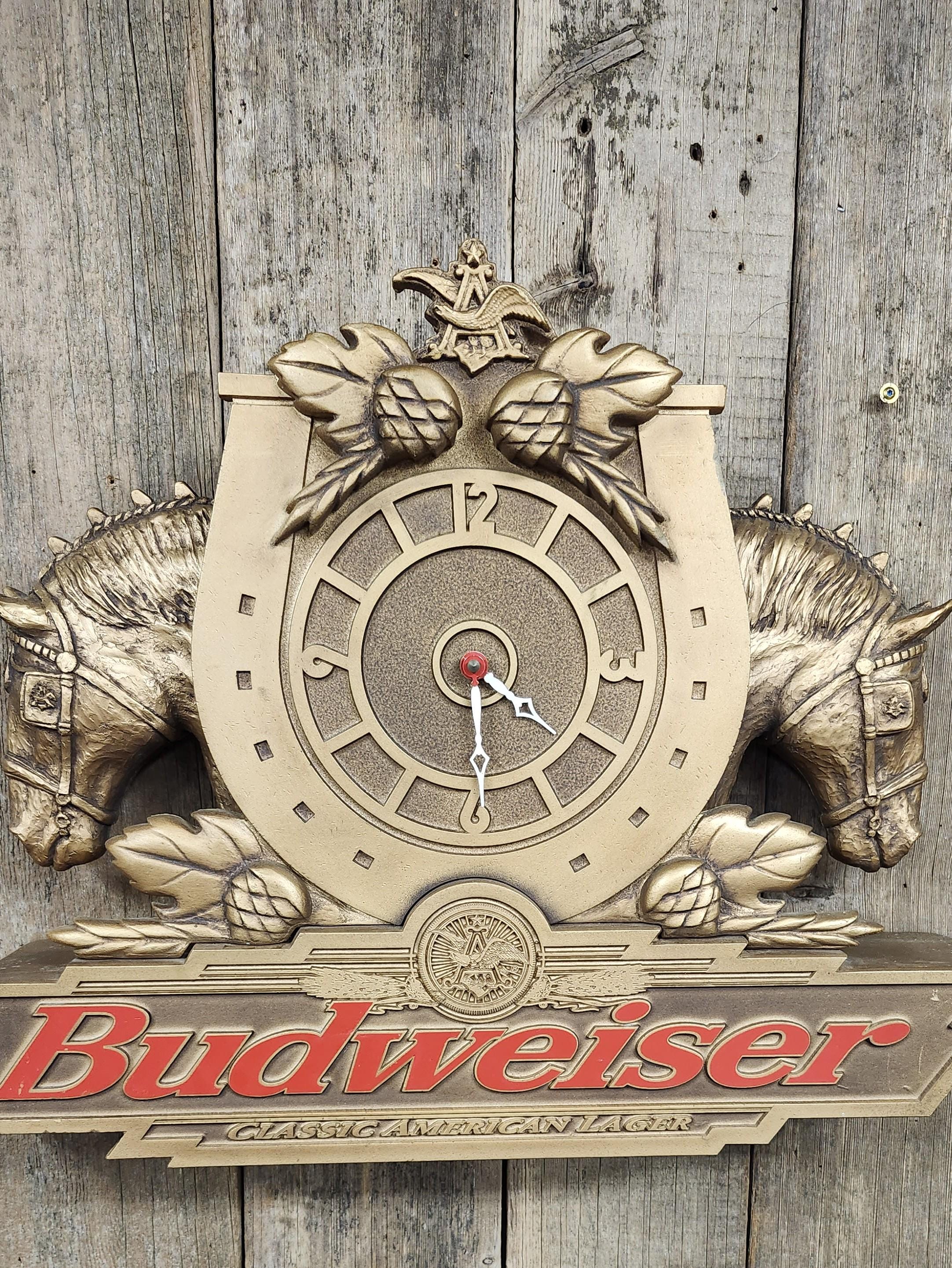 Vintage 1998 Budweiser Clydesdale Horse Head Clock, Budweiser