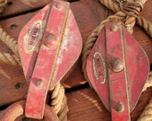 Pulley, Block and Tackle, Barn Pully, Moline Iron Works Pulley, Block and Tackle System with Barn Rope, Vintage Pully, Antique Pulley