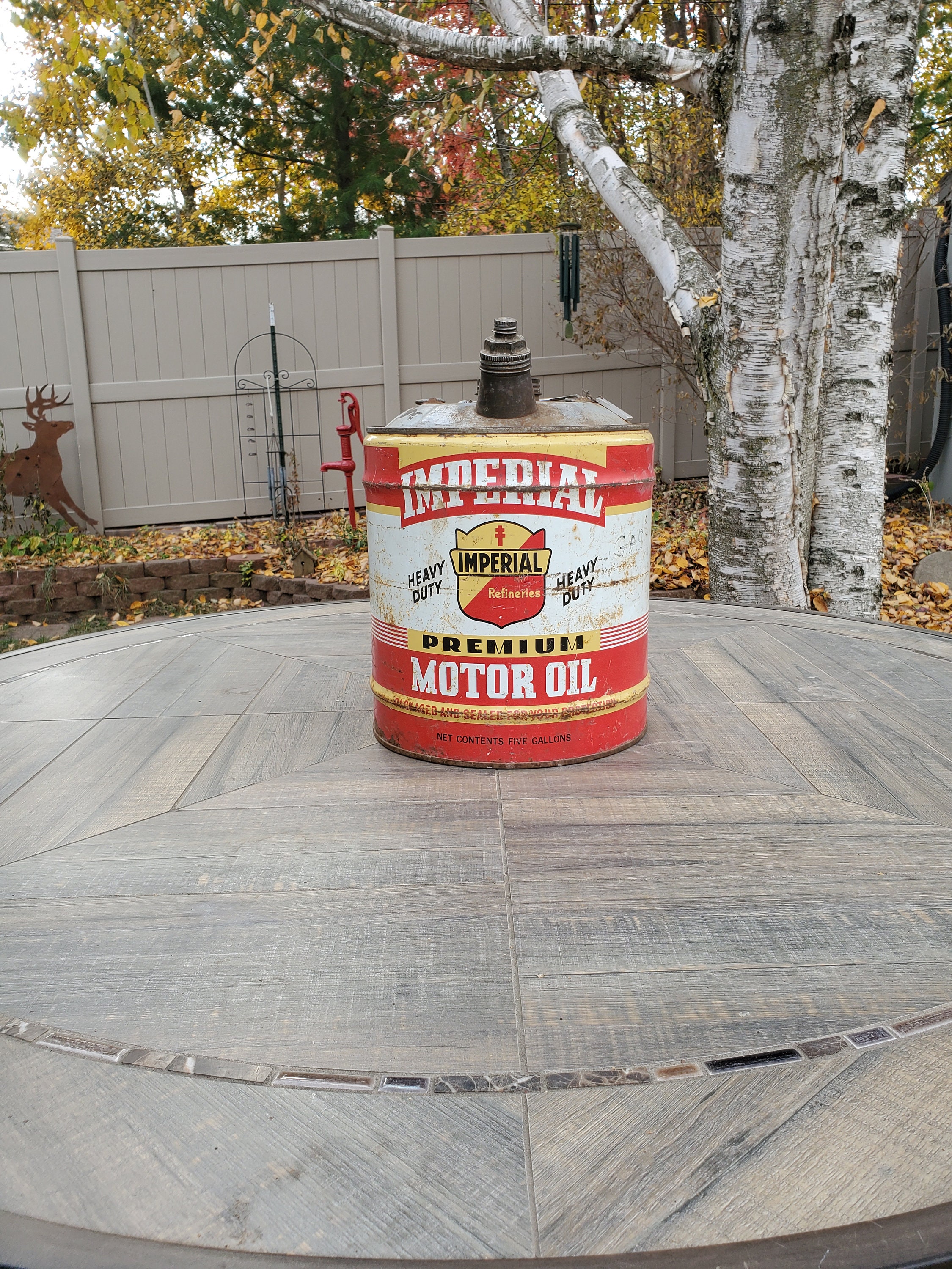Oil Can, Vintage Imperial Premium 5 Gallon Motor Oil Can