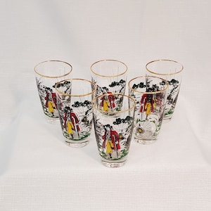 Libbey Treasure Island Pirate Glasses, Set of 6 - 10 ounce glasses, Libbey Glasses, Glasses and Tumblers, Drink Glasses, Bar Glasses, MCM