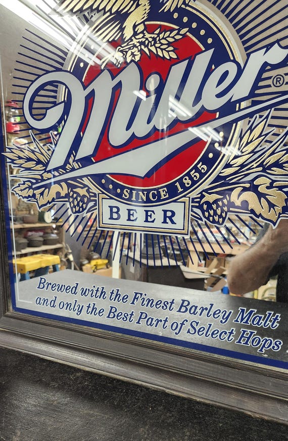 Miller Beer Sign, Beer Mirror, Miller Beer Mirror, Bar Sign, Bar