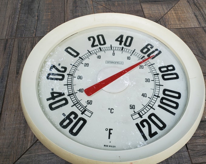 Temperature Gauge, Springfield Temperature Gauge, Large 18 Inch Vintage