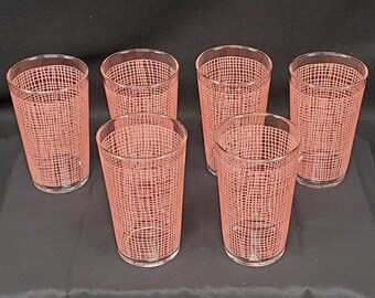 Set of 6 Federal Gold Crown Tumblers #7275 in Pink, Gold Crown Glasses, Glasses and Tumblers, Barware, Drink Glasses