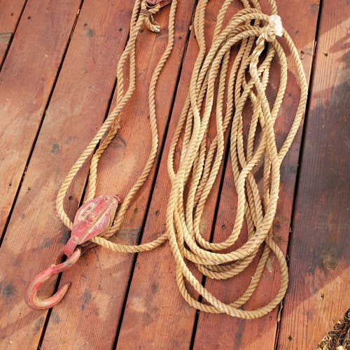 Pulley, shops Block and Tackle, Barn Pully, Moline Iron Works Pulley, Block and Tackle System with Barn Rope, Vintage Pully, Antique Pulley