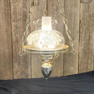 MCM White Rose Swag Light, Rose Design, Swag Light, MCM Swag Light, Hanging Swag Light, Vintage Swag Light, Hanging Light, Vintage Light
