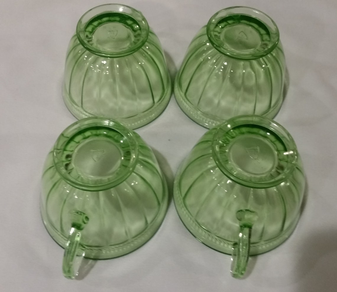 Cups Depressionware Glass Cups Made by Federal Glass Glass Etsy
