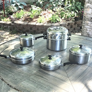 Vintage 12 Piece Set Vollrath Triple Clad Stainless Steel  Pots and Pans, Vollrath Cookware, Stainless Steel Pots and Pans, Vollrath