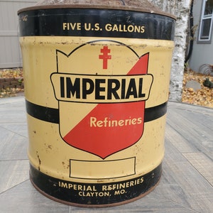 Oil Can, Motor Oil Can, Vintage Imperial Refineries 5 Gallon Oil Can, Vintage Oil Can, Vintage Motor Oil Can, 5 Gallon Oil Can, Old Oil Can