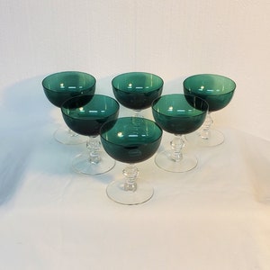 Tiffan-Franciscan Killarney Green Coupe Champagne Glasses, Set of 6, Cocktail Glasses, Vintage Tiffan-Franciscan Glasses
