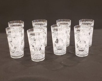 8 Piece Set of Hazel Atlas White Monticello 12 Ounce Glasses, Horse Drawn Carriage, Holiday Glasses, Christmas Glasses, Hazel Atlas Glasses