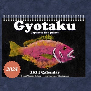 2024 Wall Calendar featuring Gyotaku Fish Prints - Ideal Gift for Fishermen and Anglers