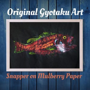 Handmade Fish Print ~ Japanese Gyotaku Painting ~ One of a Kind ~ Coastal Decor ~ Fishing Gift ~ Original Fine Art ~ Lifesize Snapper 20-34