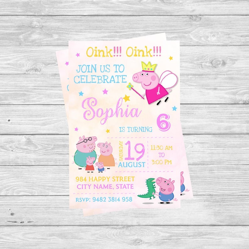 Digital Invitation peppa Pig Birthday Invites Peppa Pig Etsy