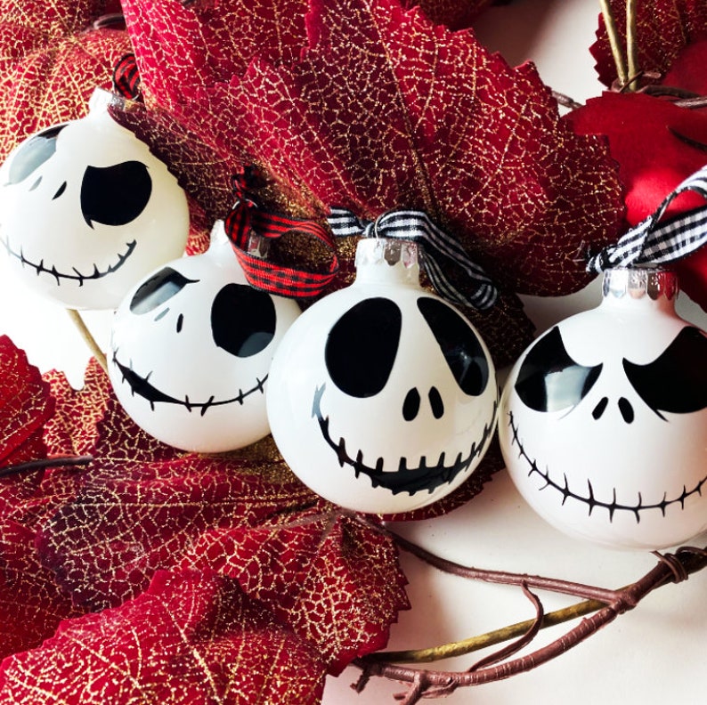 Jack Skellington Ornament Set 4 Glass the Nightmare Before Etsy