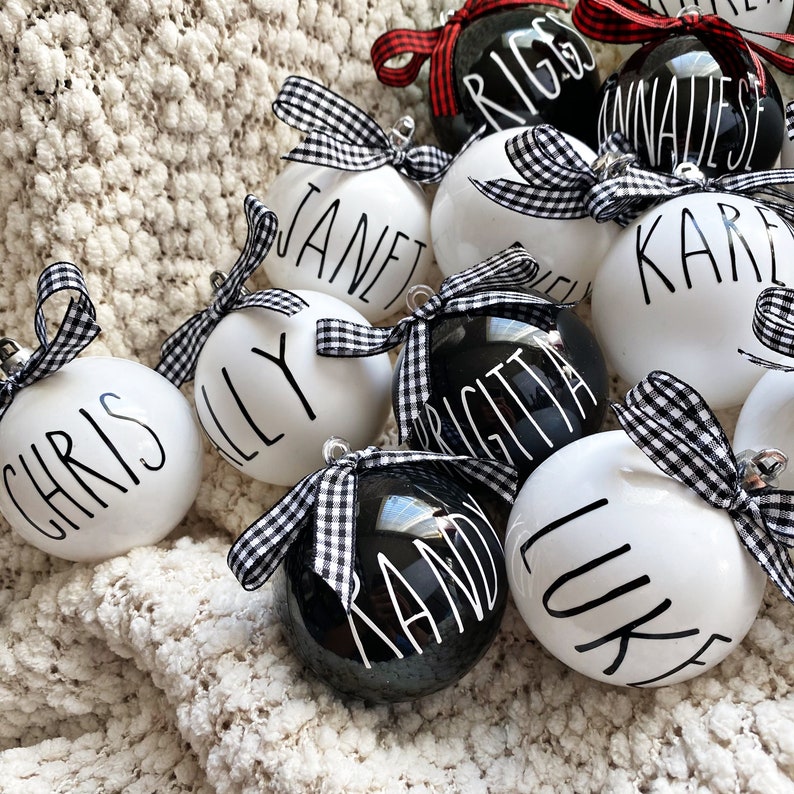 Rae Dunn Inspired Personalized Name Christmas Ornament Ball Etsy