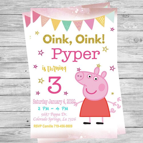 Digital Invitation peppa Pig Birthday Invites Peppa Pig Etsy