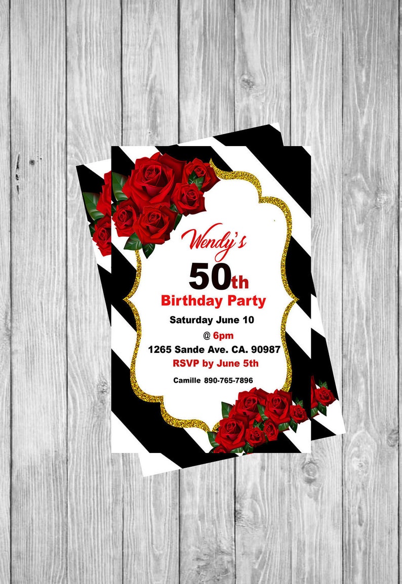 50th Birthday Invitation Adult Woman Birthday Surprise