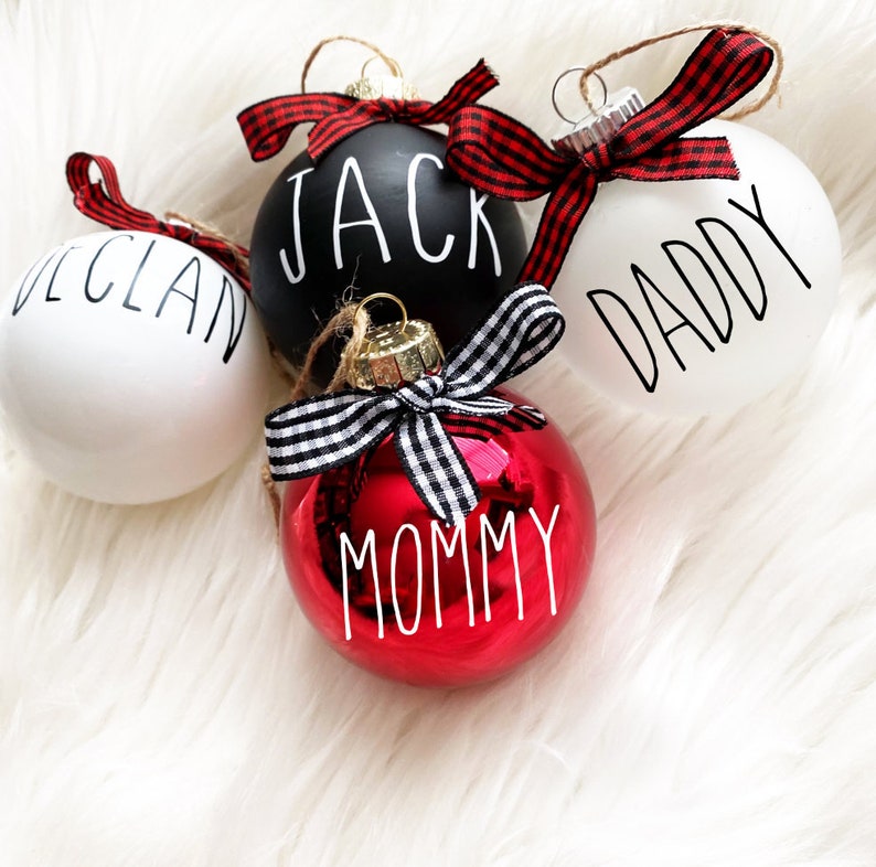 Rae Dunn Inspired Personalized Name Christmas Ornament Ball Etsy