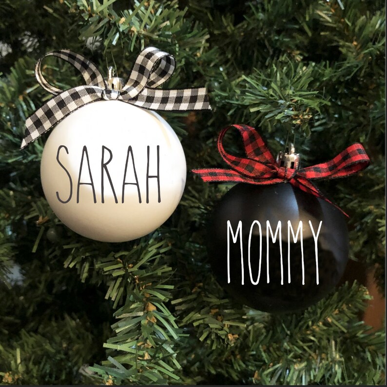 Rae Dunn Inspired Personalized Name Christmas Ornament Ball Etsy