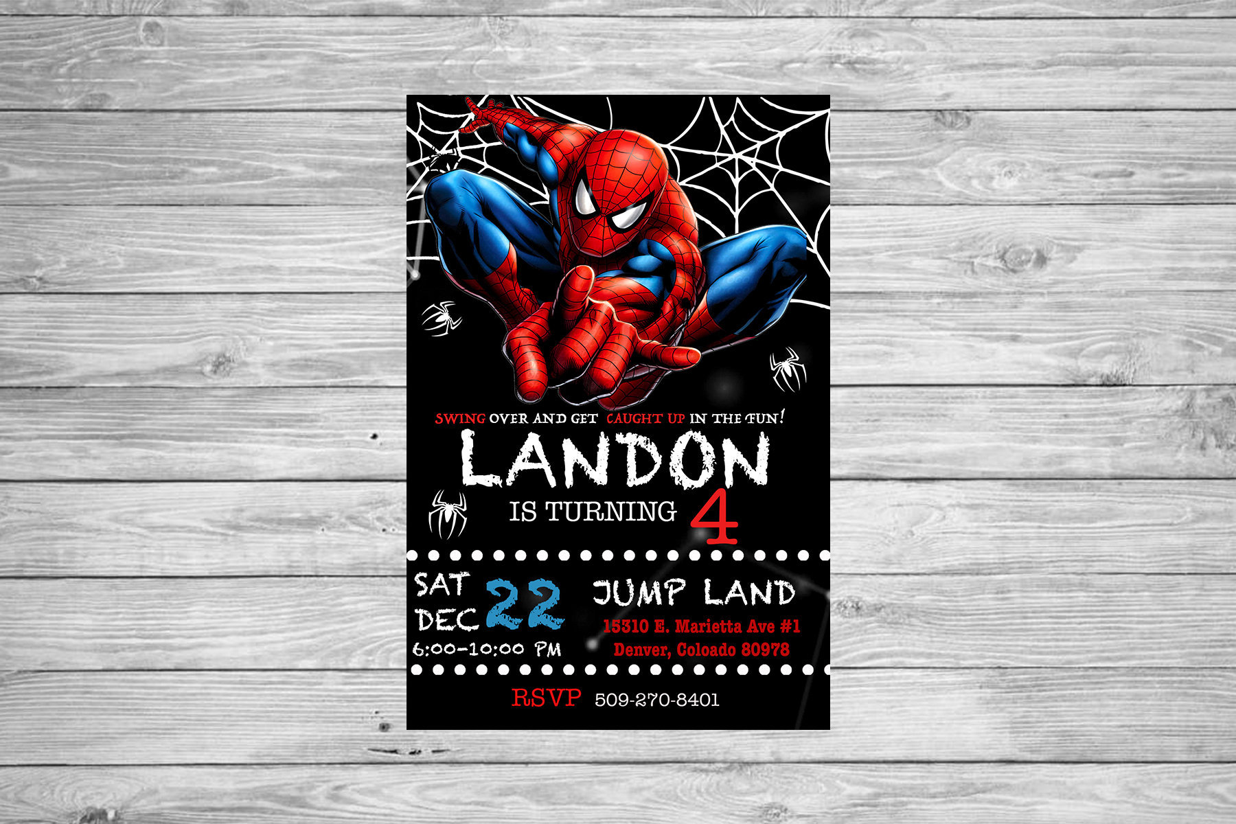 4x6 Spiderman Invitation Birthday Party Invitation Superhero - Etsy