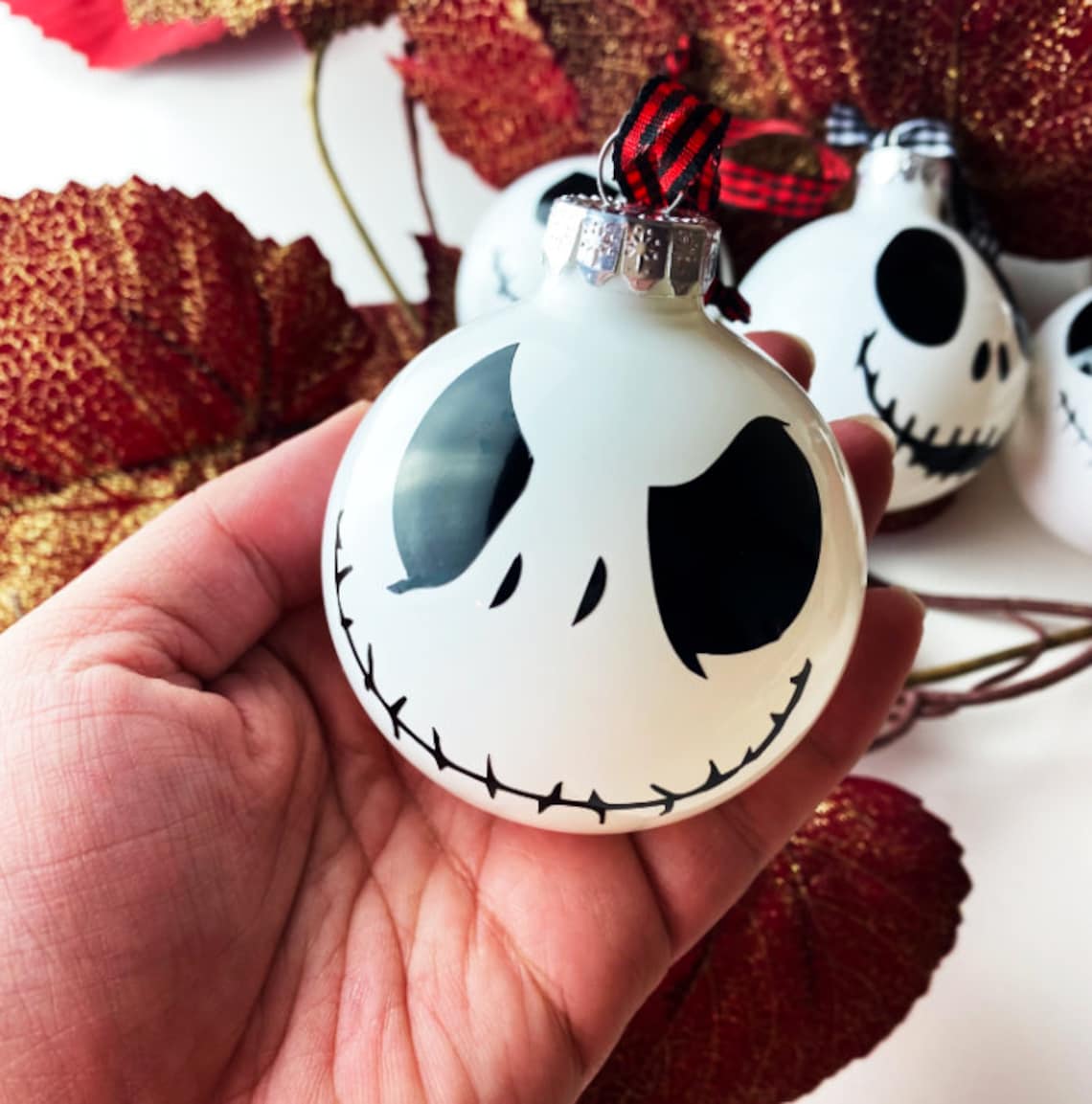 Jack Skellington Ornament Set 4 Glass the Nightmare Before Etsy