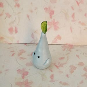 Gray teardrop shaped nature leaf creature, little leafies collection, forest creature figurine, polymer clay figure handmade image 2