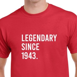 Legendary Since 1943 Tshirt- 80th Birthday Gift- Gift for 80th Birthday- Personalized Birthday Gift- CUSTOMIZE THE YEAR