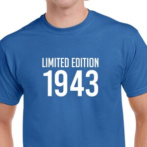 Limited Edition 1943 Tshirt- 80th Birthday Gift- 80th Birthday Shirt- Gift for Him- Personalized Birthday Gift- CUSTOMIZE THE YEAR