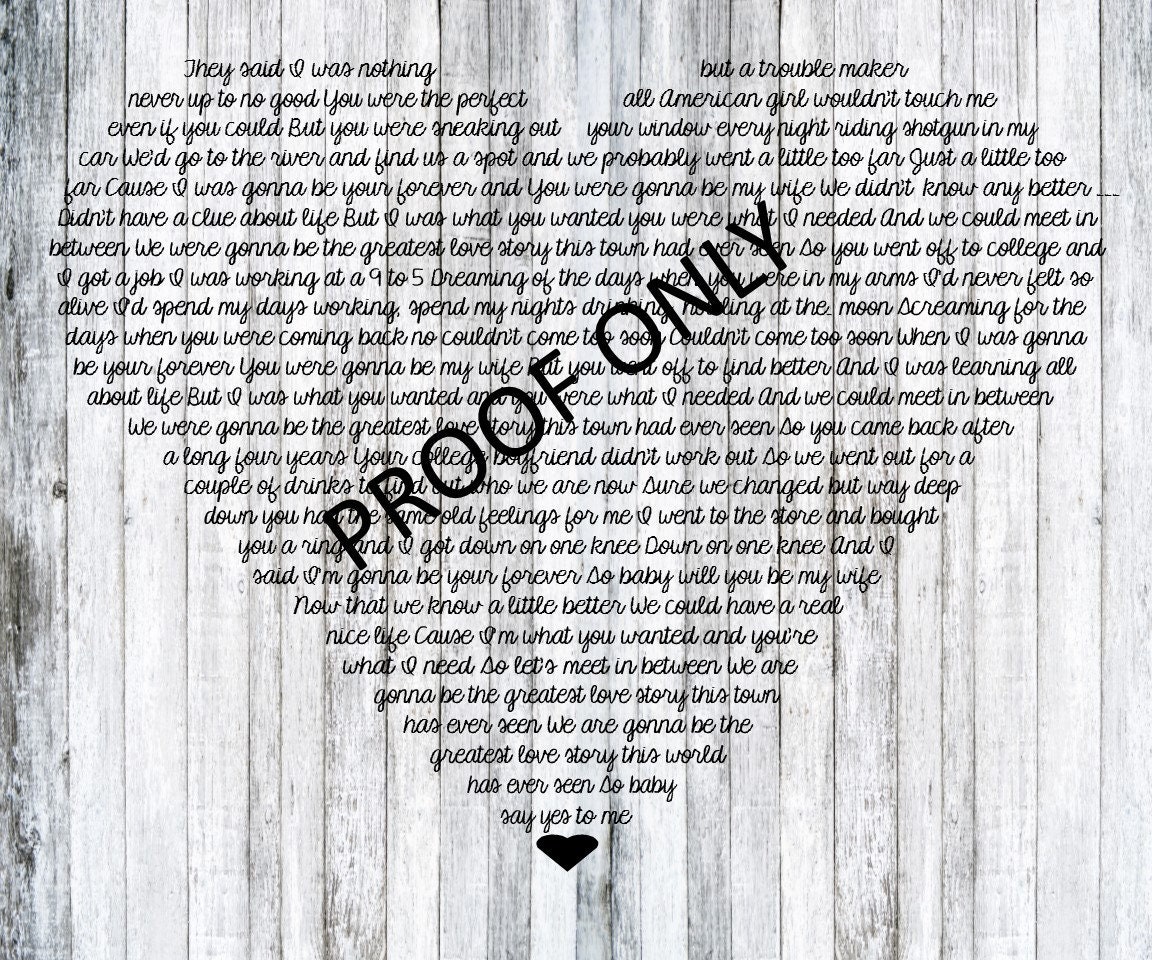 Greatest Love Story Song Lyrics Wedding Song Lyrics Heart Etsy