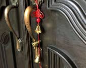 Feng Shui Bells on string, brass bells door hanger, door decor, Bells, Brass bells, Door bell, Six bells on string, feng shui decor