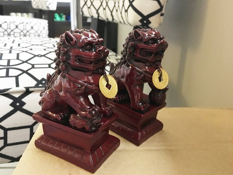 Foo Dog Figurines Statue Pair Feng S Decoration Fu Decor Protection Symbol Home Entrance