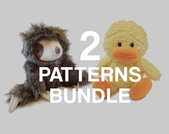 Stuffed Animal Sewing Patterns | Sloth and Duck PDF instant download tutorials | Bundle Package | Goose | Mallard