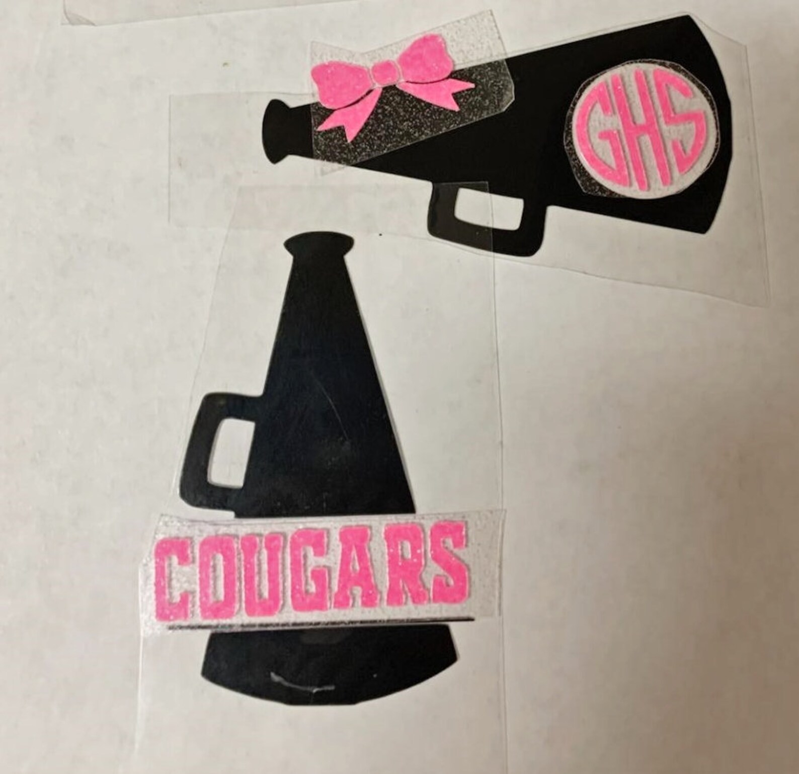 Cheerleading Iron on Decal Set Cheer Bow Monogram Heat Etsy