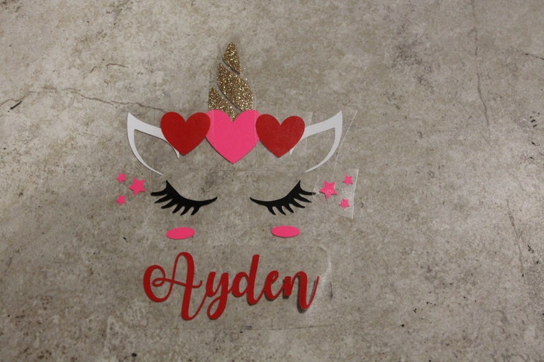 Unicorn with Name Unicorn Iron on Decal Glitter Unicorn Tee Unicorn Shirt Custom Unicorn Birthday Decal Personalized Unicorn