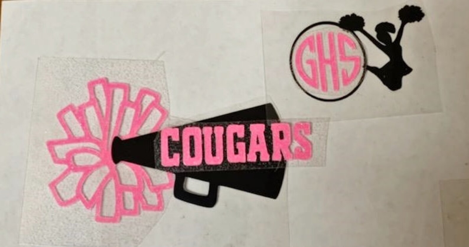 Cheerleading Iron on Decal Set Cheer Bow monogram Heat Etsy