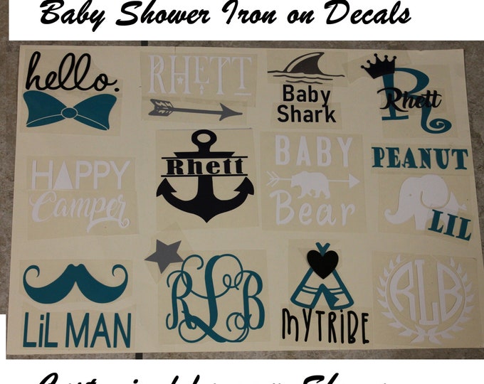 Onesie Station Ironon Kit, Onesie Decals, Baby Shower Decals, Ironon