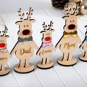 Personalized Wooden Reindeer for Christmas Gifts, Family Names, Place Names Setting Table Decorations, Xmas Decorations, Etsy&#39;s Pick,