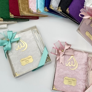 Cadeau de mariage islamique, livre yaseen dua en velours arabe et ensemble cadeau Pearl Tasbih, faveur de nikkah islamique, funérailles musulmanes, cadeau de Ramadan Eid, Ameen