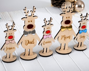 Personalized Wooden Reindeer for Christmas Gifts, Family Names, Place Names Setting Table Decorations, Xmas Decorations, Etsy's Pick,