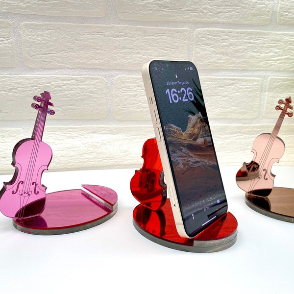 Violin Phone Stand, Christmas Gifts, iphone Stand, Android Stand, Phone Holder for Desk, Violin Gifts, instrument Phone Holder, Music Lovers