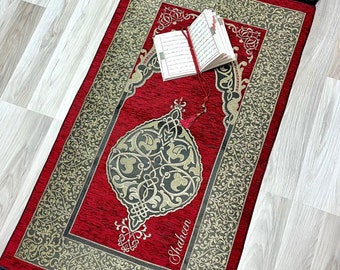 Personalized Lux Prayer Mat,  Muslim Gifts, Prayer Rug Islam, Yaseen Tasbih Gift, Eid Gift, Birthday Gifts, Ramadan Gift, Ameen Favors