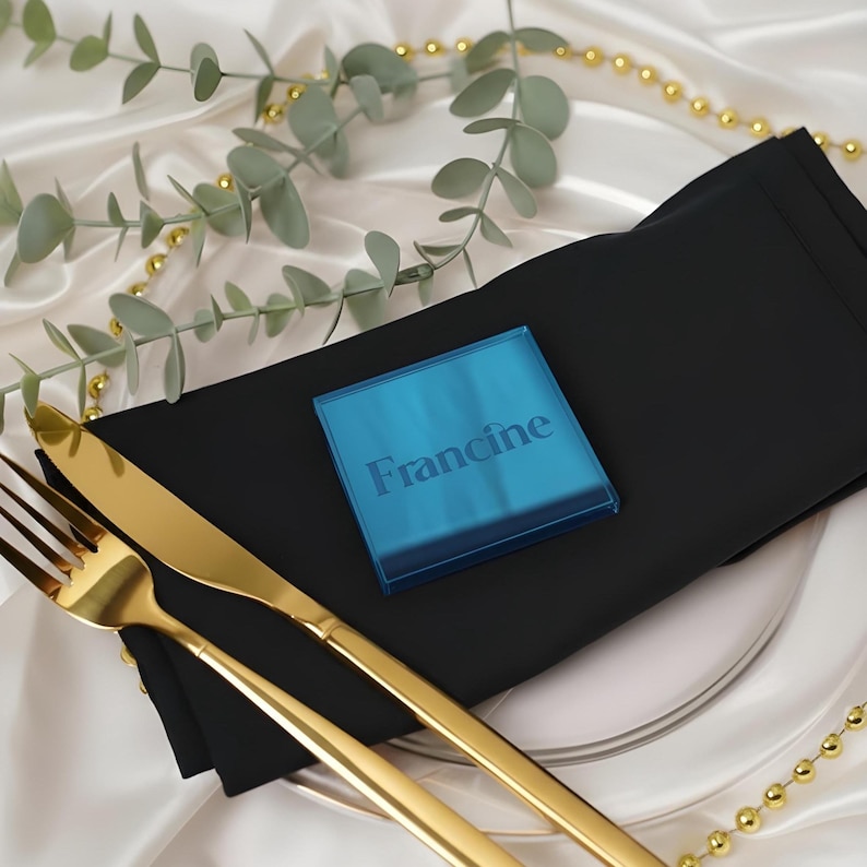 Acrylic Mirror Square Place Cards, Personalized Name Tags for Wedding, Event Table Decor, Bridal Shower & Party Keepsakes