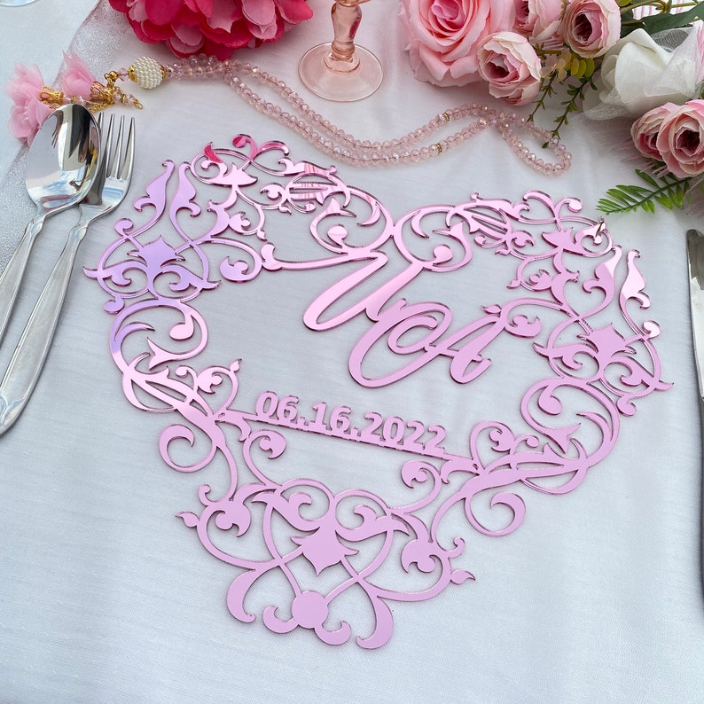 Pink Heart Charger Plate Heart Table Decor Love Wedding Etsy